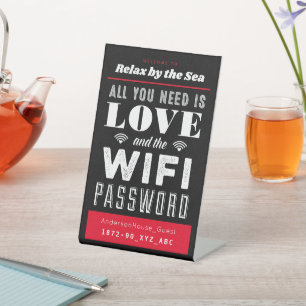 Red Black Love and Wifiホームネットワークとパスワード 台座サイン