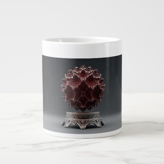 Red & Black Mandelbrot Sphere On Silver Pedestal ジャンボコーヒーマグカップ (正面)