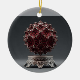 Red & Black Mandelbrot Sphere On Silver Pedestal セラミックオーナメント