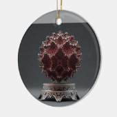 Red & Black Mandelbrot Sphere On Silver Pedestal セラミックオーナメント (左)