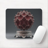 Red & Black Mandelbrot Sphere On Silver Pedestal マウスパッド (マウス)