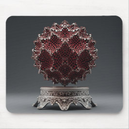 Red & Black Mandelbrot Sphere On Silver Pedestal マウスパッド