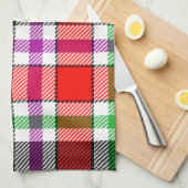 Red Black Multicolour Flannel Plaid Tartan Design キッチンタオル (四つ折り)