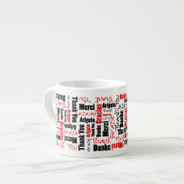 Red Black Multilingual Thank You Word Cloud エスプレッソカップ