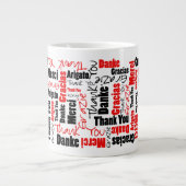 Red Black Multilingual Thank You Word Cloud ジャンボコーヒーマグカップ (正面)