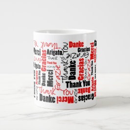 Red Black Multilingual Thank You Word Cloud ジャンボコーヒーマグカップ