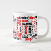 Red Black Multilingual Thank You Word Cloud ジャンボコーヒーマグカップ (右)