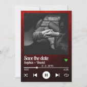 Red Black Music Playlist Song Photo Save the Date 招待状 (正面)