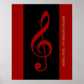 red black musical note (treble clef) ポスター (正面)
