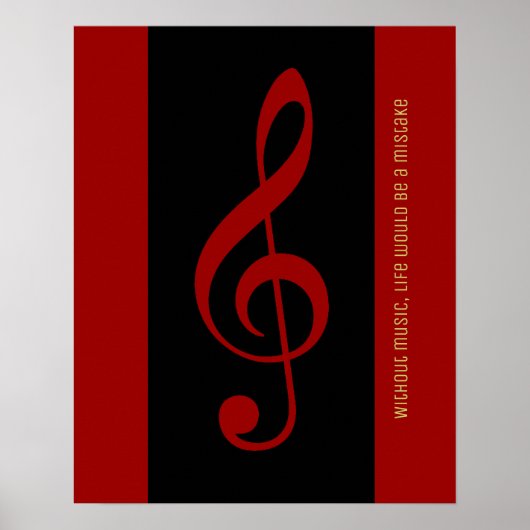 red black musical note (treble clef) ポスター (正面)