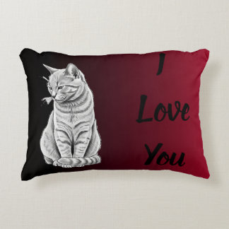 Red Black Ombre Cat Art I Love You Pet Bed アクセントクッション