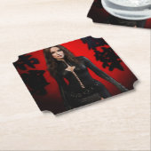 Red Black paper coaster ペーパーコースター (アングル)