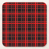 Red & Black Plaid スクエアペーパーコースター (正面)