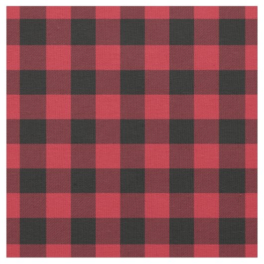 Red & Black Plaid Gingham ファブリック (クローズアップ)
