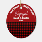 Red & Black Plaid Our 1st Christmas Engaged セラミックオーナメント (左)