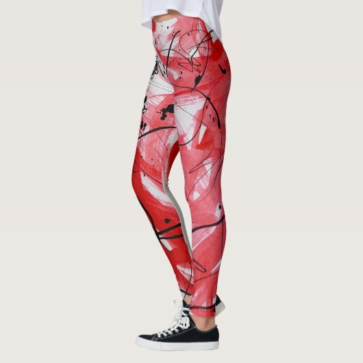 Red&Black Scribble Leggings レギンス (左)