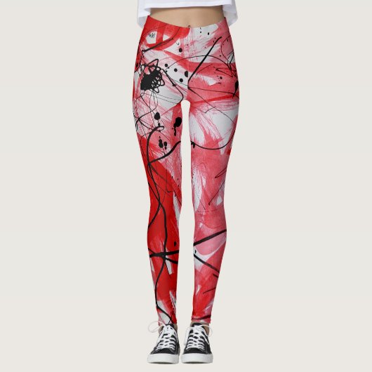 Red&Black Scribble Leggings レギンス (正面)