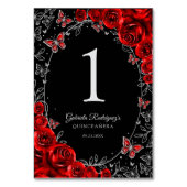 Red Black Silver Quinceanera テーブルナンバー (裏面)