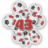 red black soccer balls sticker w jersey number シール (正面)