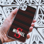 Red & black Stripes aesthetic Custom monogram Case-Mate iPhoneケース