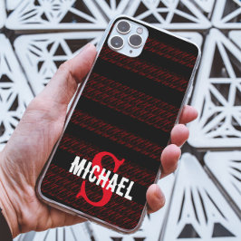 Red & black Stripes aesthetic Custom monogram iPhone 13 Pro Maxケース