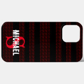 Red & black Stripes aesthetic Custom monogram Case-Mate iPhoneケース (裏面 (横))