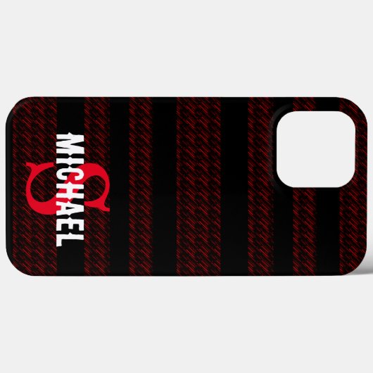 Red & black Stripes aesthetic Custom monogram Case-Mate iPhoneケース (裏面 (横))