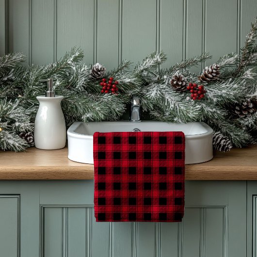 Red Black Towel Set Classic Gift for New Beginning バスタオルセット