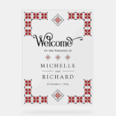 Red Black Ukrainian Wedding Welcome アクリルサイン (正面)