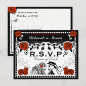 Red & Black Union of Souls Wedding RSVP PostCard インビテーションポストカード (正面/裏面)