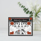 Red & Black Union of Souls Wedding RSVP PostCard インビテーションポストカード (スタンド正面)