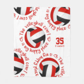 red black volleyball court happy place typography フリースブランケット (正面)