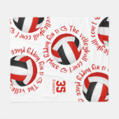 red black volleyball court happy place typography フリースブランケット (正面(横))