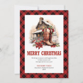 Red black Western card buffalo plaid Christmas シーズンカード (正面)