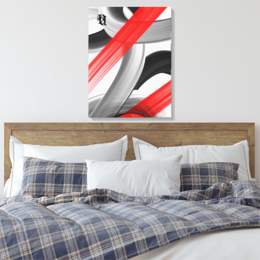 Red Black White Abstract  キャンバスプリント (インサイチュ (寝室))