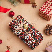 Red Black White Abstract Haida Face Native Art ラッピングペーパー