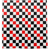 Red Black White Checkered Pattern Design  シャワーカーテン (正面)