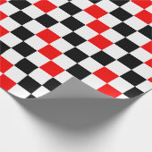 Red Black White Checkered Pattern Design  ラッピングペーパー (角)