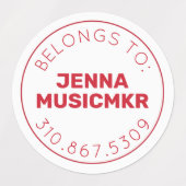 Red Black White Circle Adhesive / Waterproof Label ラベル (デザイン2)