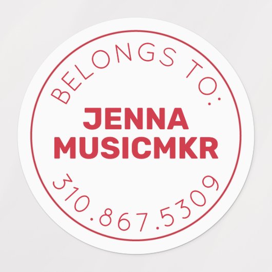 Red Black White Circle Adhesive / Waterproof Label ラベル (デザイン2)