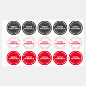 Red Black White Circle Adhesive / Waterproof Label ラベル (シート)