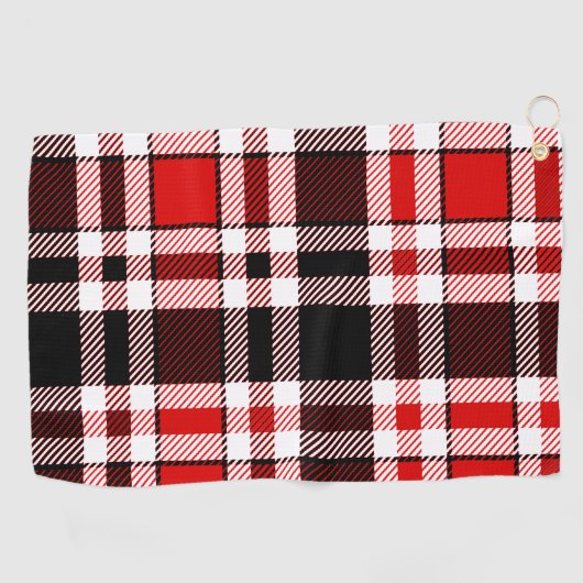 Red Black White Flannel Tartan Pattern Design  ゴルフタオル (横)