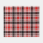 Red Black White Flannel Tartan Pattern Design  フリースブランケット (正面(横))