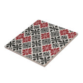Red Black White Geometric Folk Ceramic Tile Boho タイル (側面)
