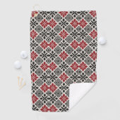 Red Black White Geometric Folk Pattern ゴルフタオル (インサイチュ)