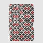 Red Black White Geometric Folk Pattern ゴルフタオル (正面)