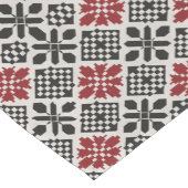 Red Black White Geometric Folk Pattern ショートテーブルランナー (コーナー)