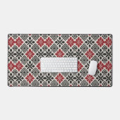 Red Black White Geometric Folk Pattern デスクマット (キーボード&マウス)