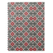 Red Black White Geometric Folk Pattern ノートブック (正面)