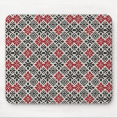 Red Black White Geometric Folk Pattern マウスパッド (正面)